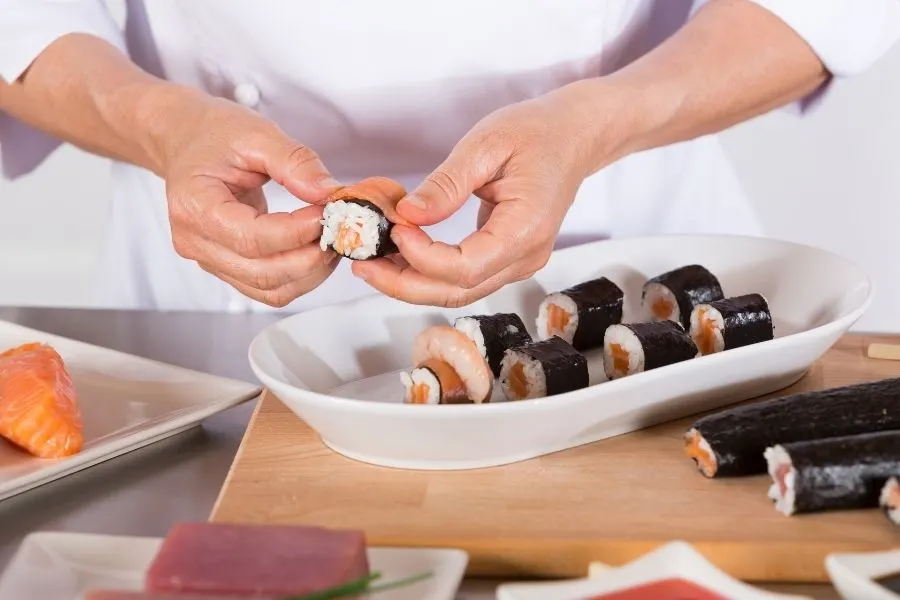 preparing sushi