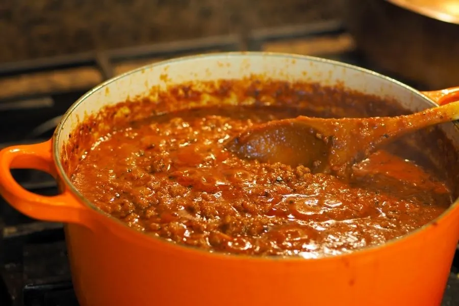 simmering tomatoes