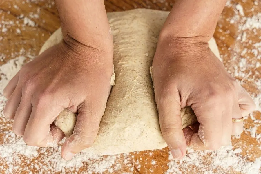 kneading bread