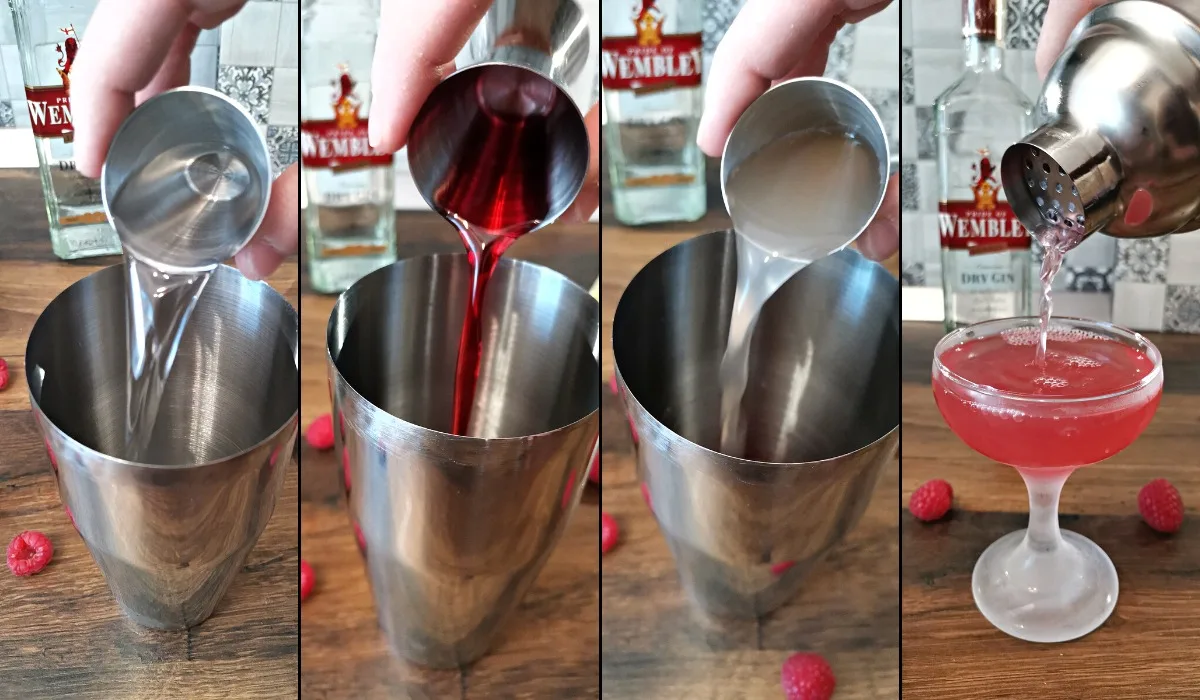 raspberry gimlet making