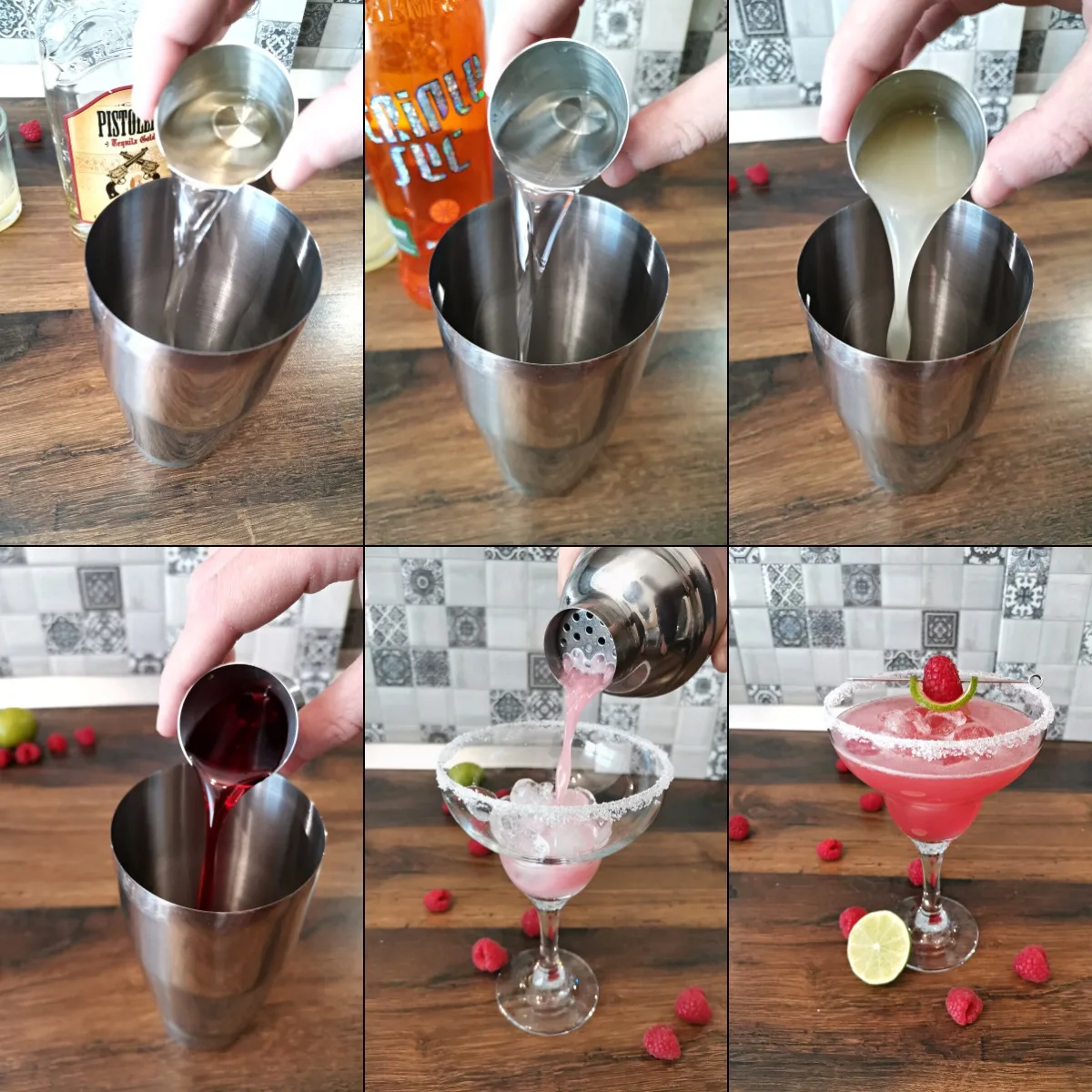 raspberry margarita making