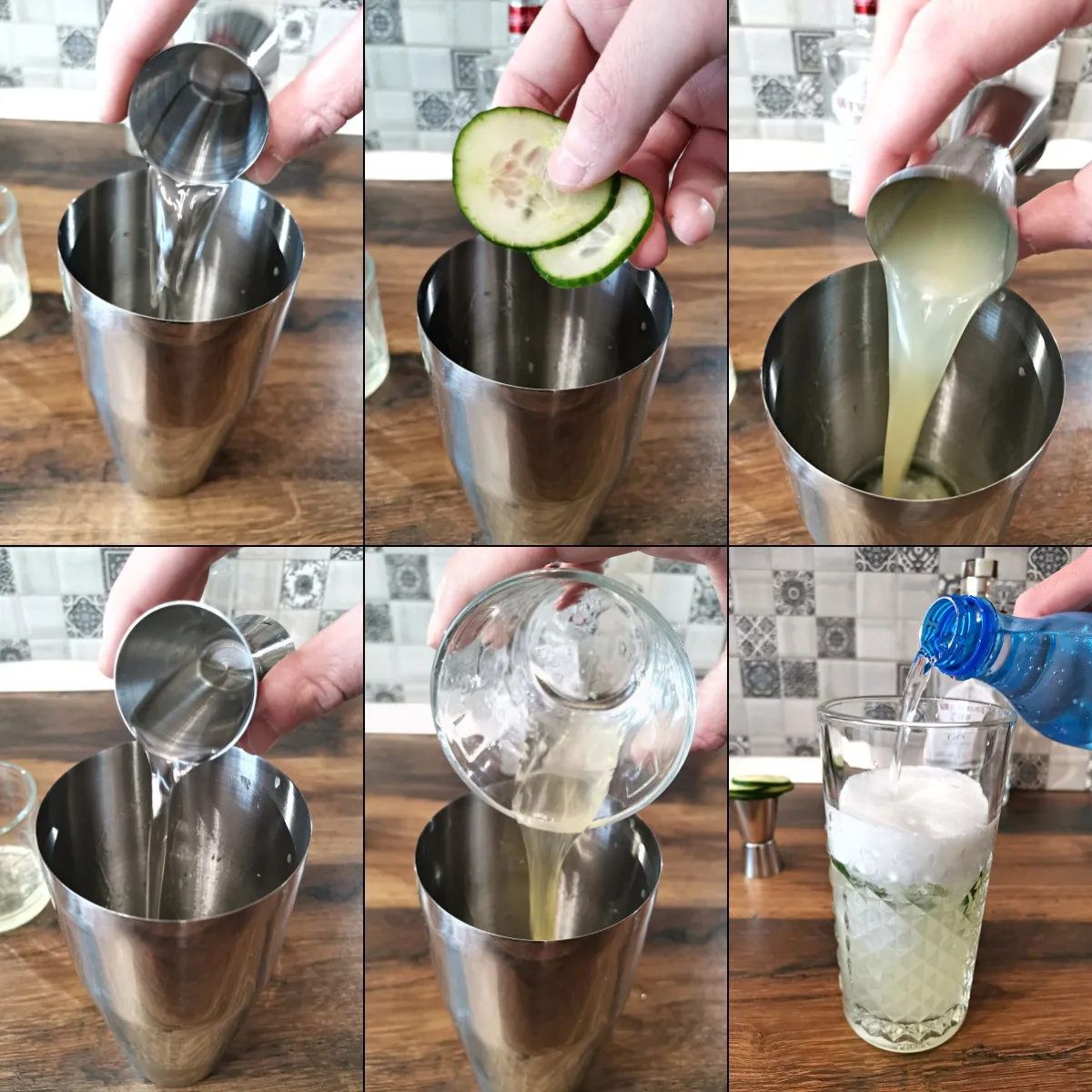 cucumber gin fizz making 1