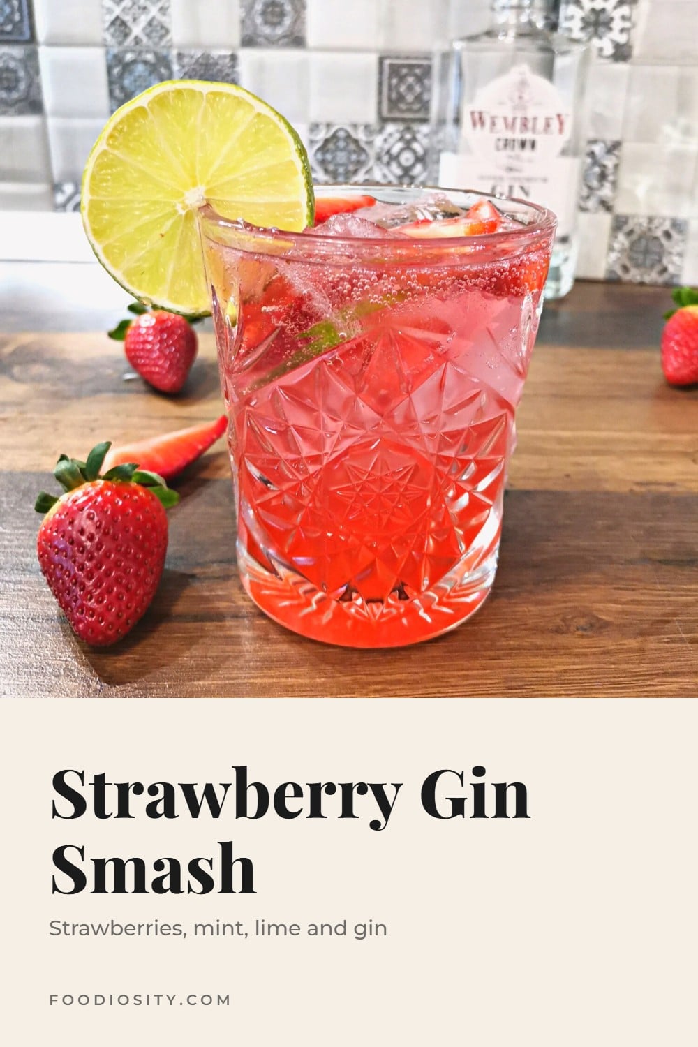 Strawberry Gin Smash Recipe &mdash; Muddled Strawberries, Mint, Lime and Gin