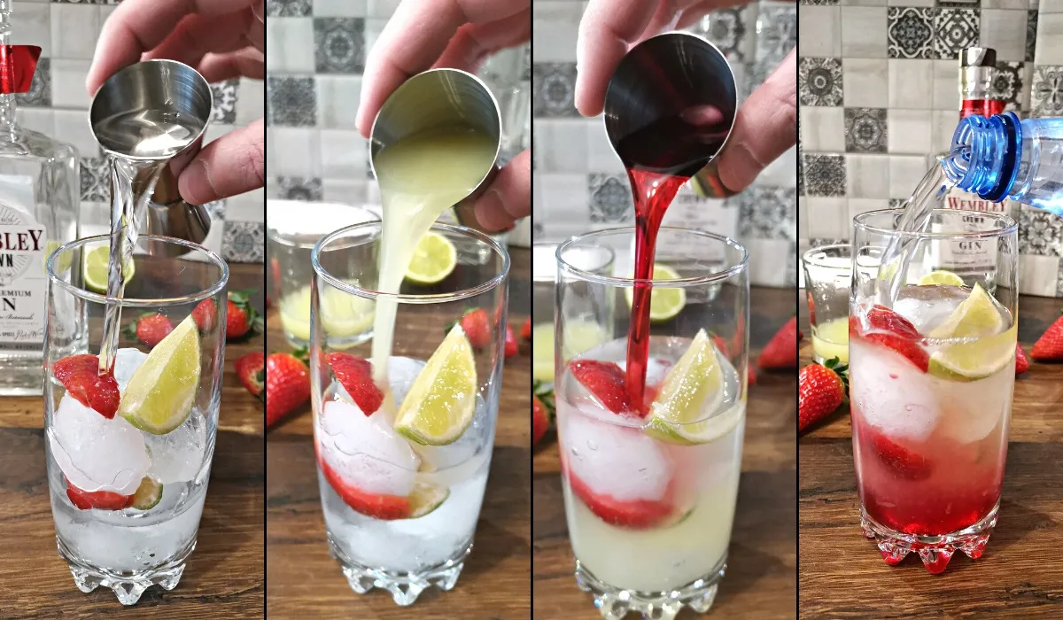 strawberry lime rickey making