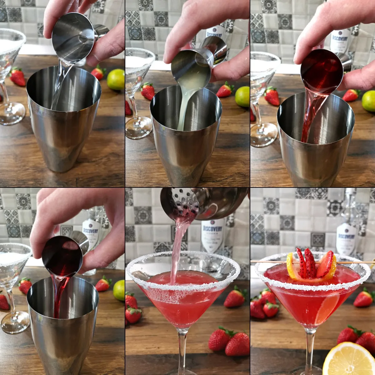 strawberry martini making 1