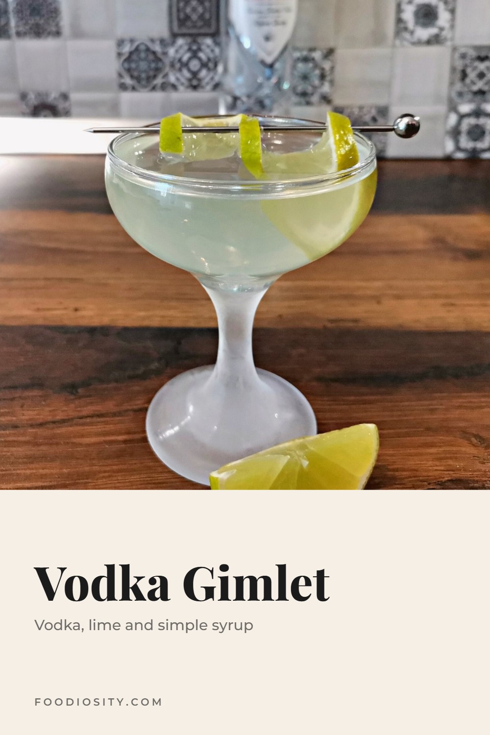Vodka Gimlet Recipe — Vodka, Lime and Simple Syrup in a Chilled Coupe