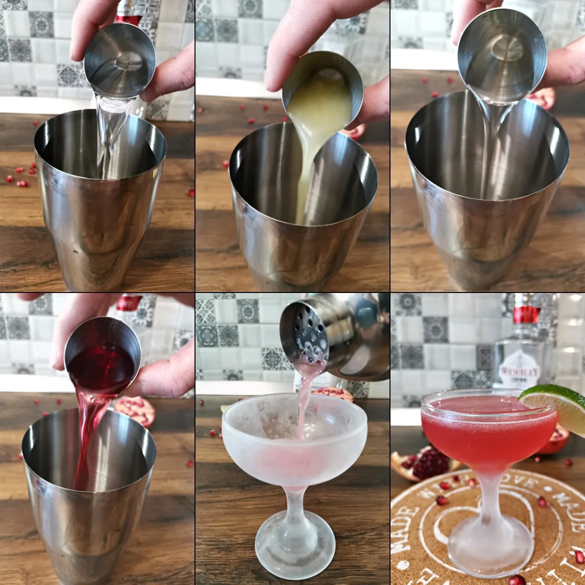 pomegranate gimlet making 1