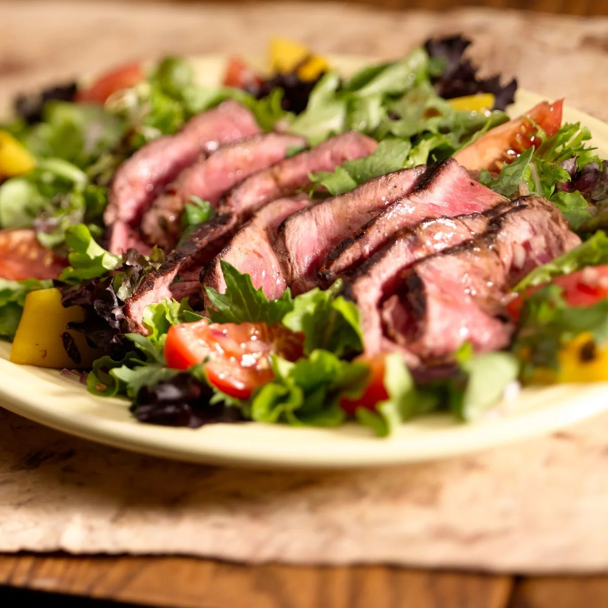 steak and salad