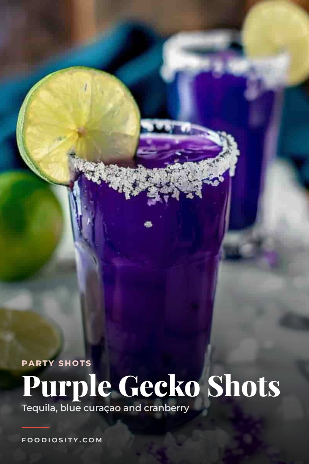 Purple Gecko Shots &mdash; Tequila, Blue Cura&ccedil;ao and Cranberry Party Shots