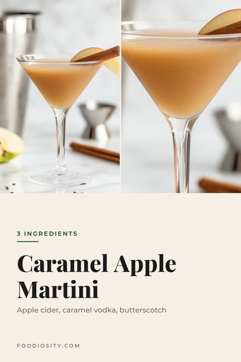 Caramel Apple Martini &mdash; A 3-Ingredient Fall Cocktail With Apple Cider