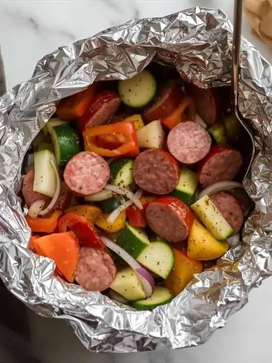 Fall Smoked Sausage and Veggie Foil Packets