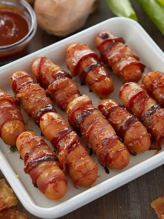 BBQ Bacon-Wrapped Mini Hot Dogs
