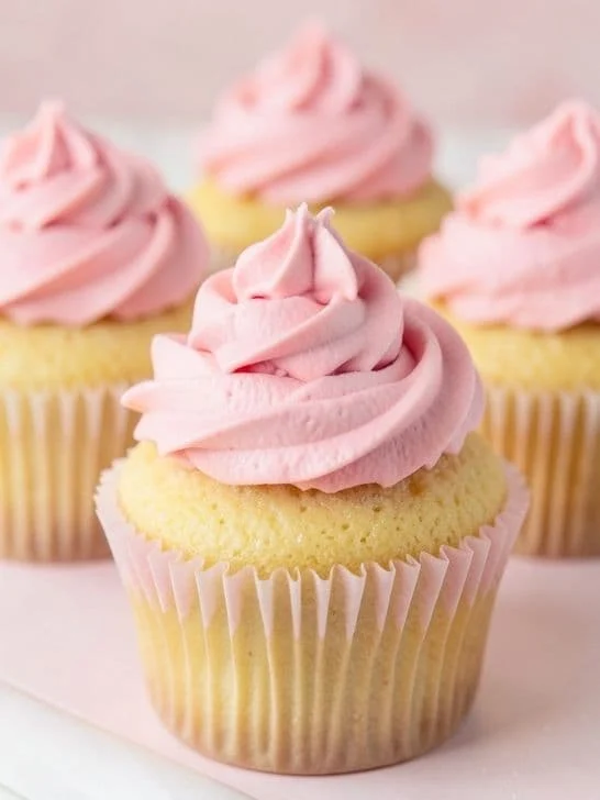 Classic Valentines Day Cupcakes with Pink Frosting
