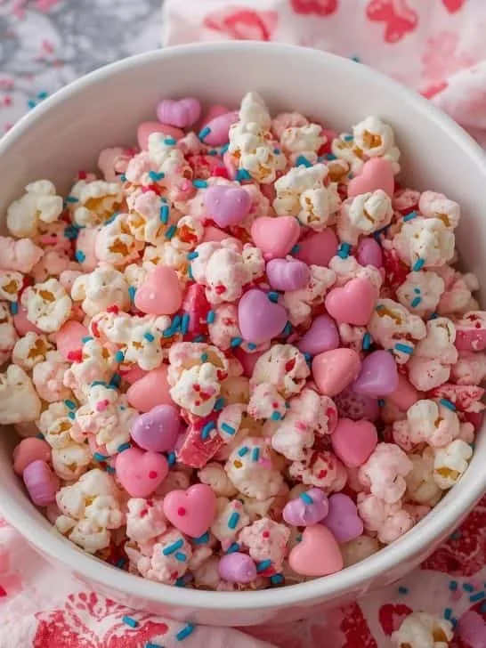 Valentines Potluck Ideas: Pink Popcorn Mix