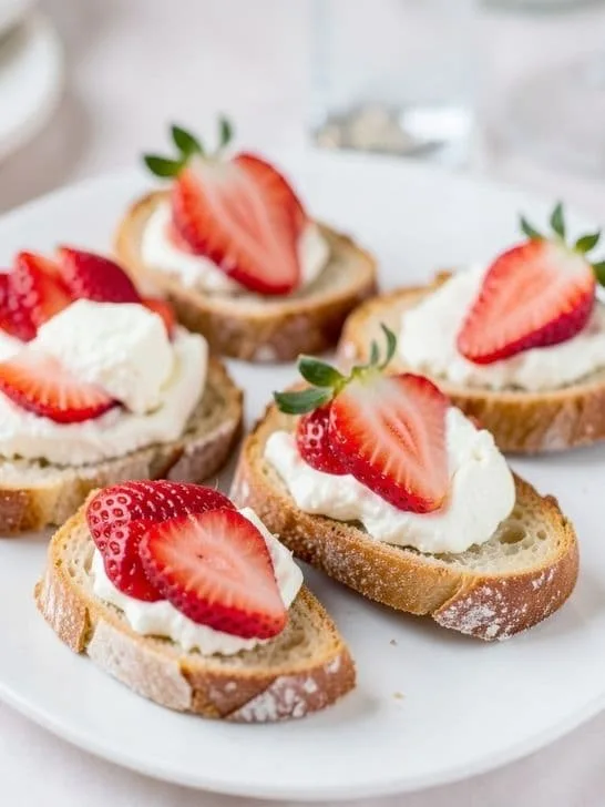 Cold Valentine Appetizers: Strawberry Goat Cheese Crostini