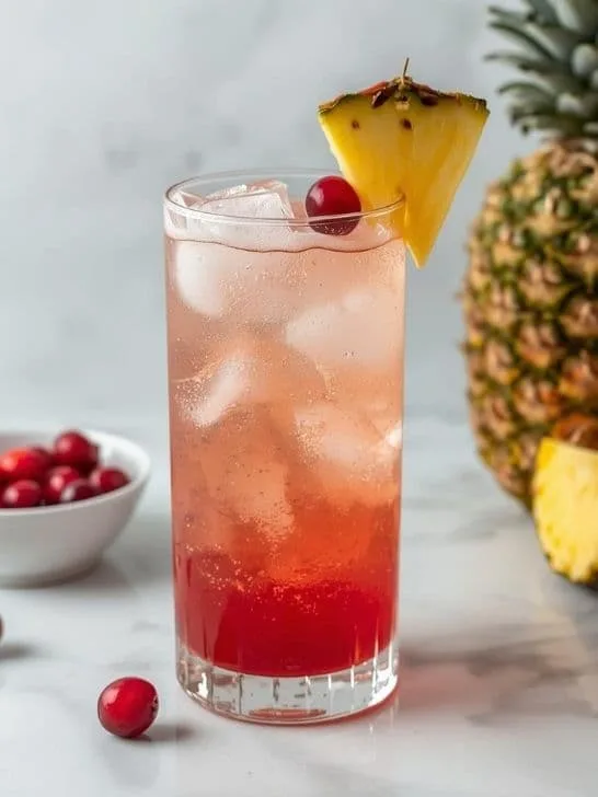 Simple Sparkling Pineapple Cranberry Mocktail