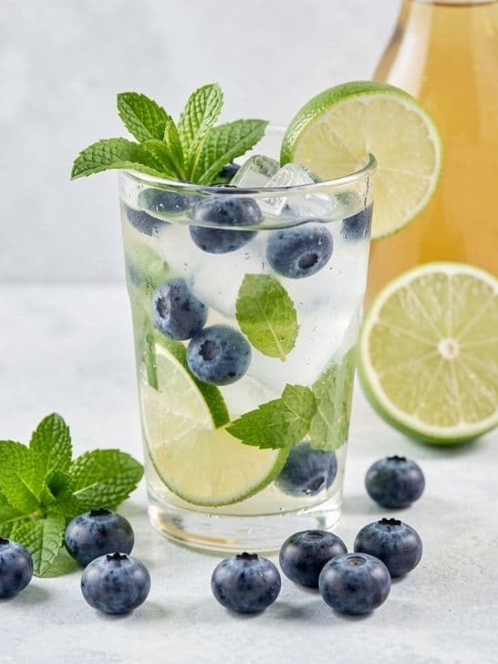 Blueberry Mocktail Mojito with Honey
