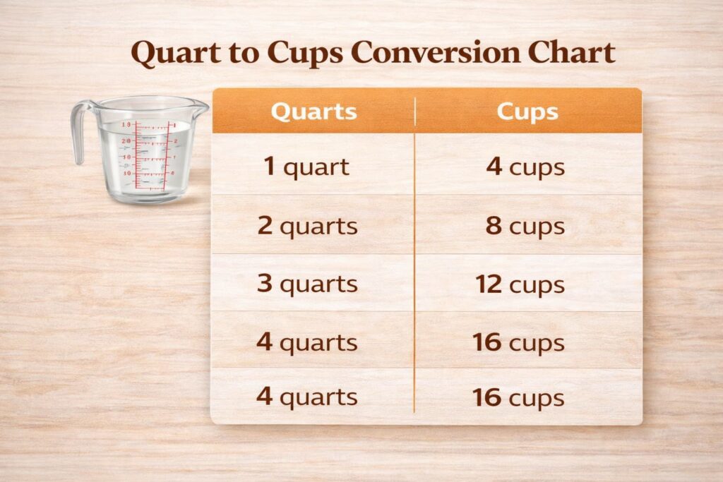 Quart to Cups Conversion Chart